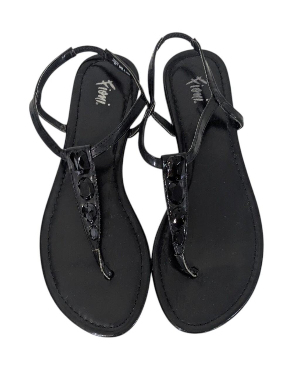 Fioni Black Strappy Rhinestone Sandals - Size 7.5 Womens